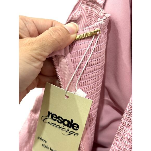 Alexis Abstract Print Sleeveless Lined Front Twist Mini Dress Pink Women's Small - Picture 3 of 4